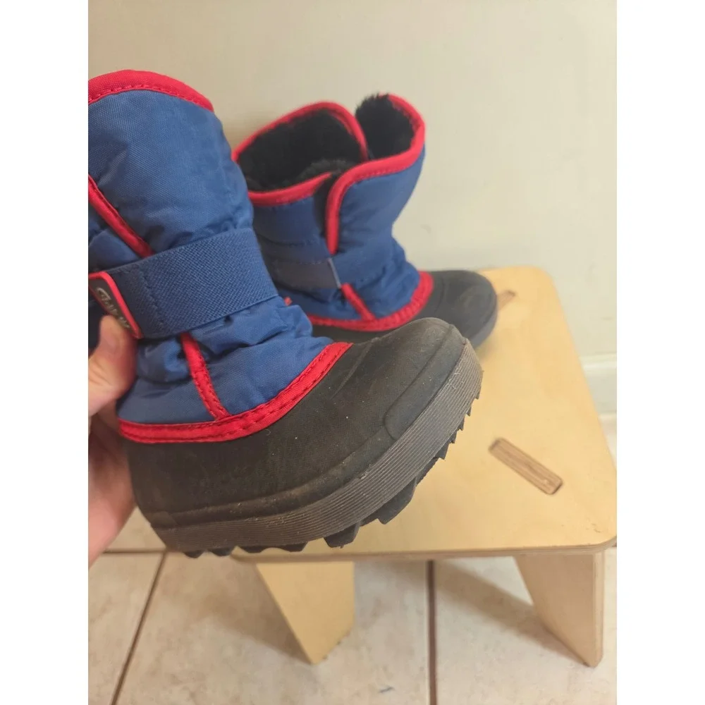 Kamik Snowbug 7 Kids Winter Boots Blue Red Waterproof Insulated Size 8 US 25 EU